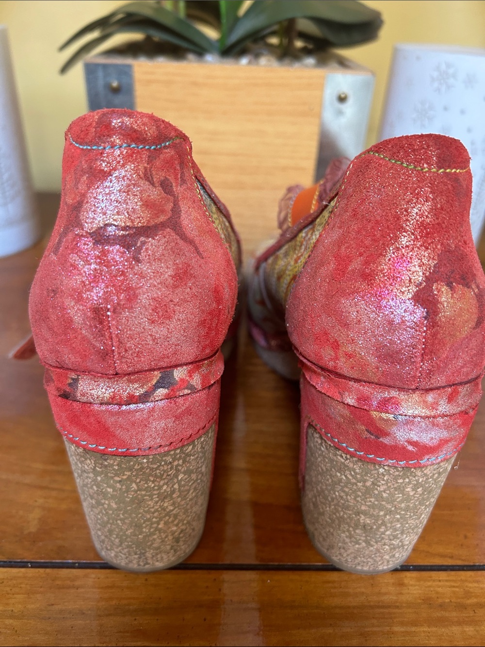 L’Artiste Valeriana Mary Jane Leather Floral Hand painted Platform Pumps Sz 6 - Picture 12 of 14